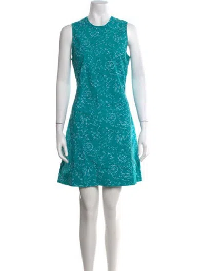 Pre-owned Julia Amory Printed Mini Dress In Blue