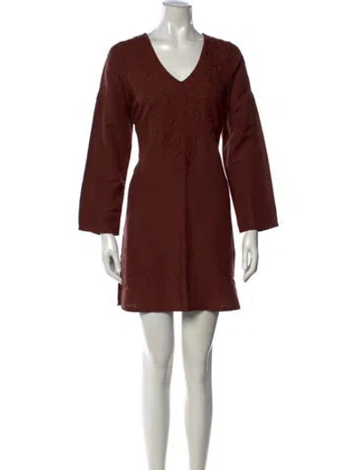 Pre-owned Julia Amory Printed Mini Dress In Brown