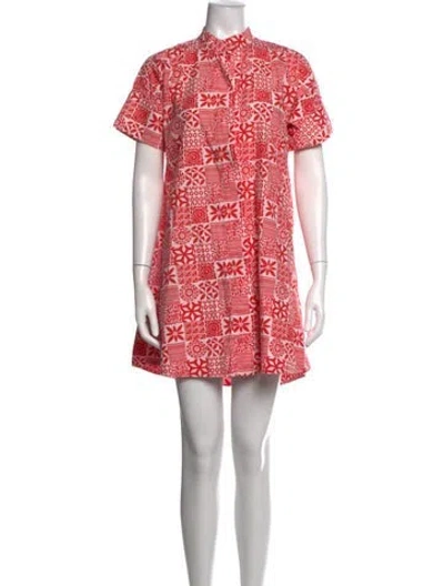 Pre-owned Julia Amory Printed Mini Dress In Red