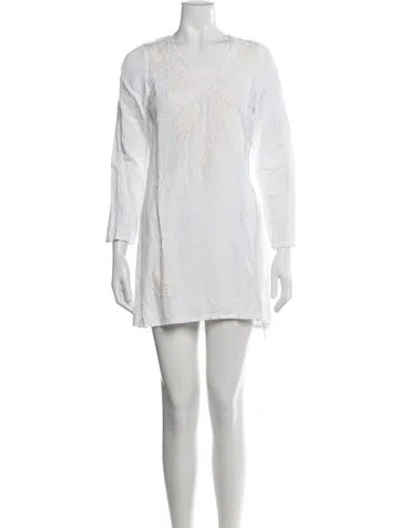 Pre-owned Julia Amory Printed Mini Dress In White