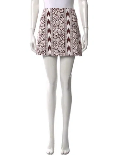Pre-owned Julia Amory Printed Mini Skirt In White