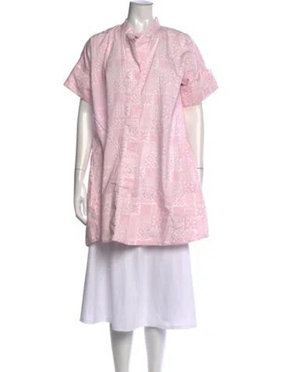 Pre-owned Julia Amory Printed Short Sleeve Tunic In Pink