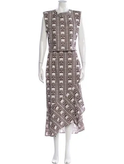 Pre-owned Julia Amory Printed Skirt Set In Burgundy