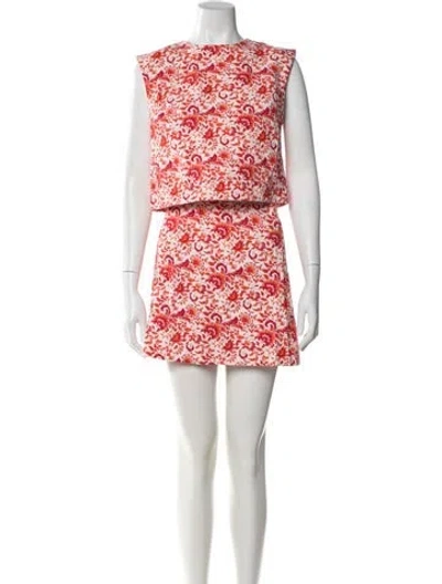 Pre-owned Julia Amory Printed Skirt Set In Red