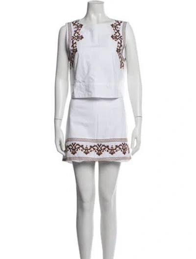 Pre-owned Julia Amory Printed Skirt Set In White