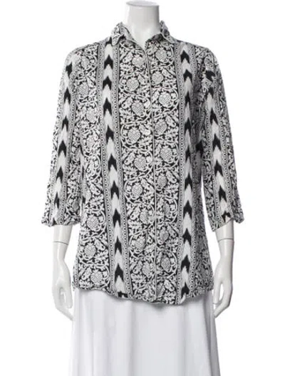 Pre-owned Julia Amory Printed Top In White