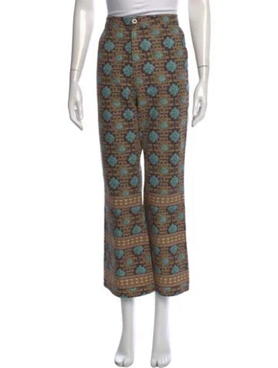 Pre-owned Julia Amory Printed Wide Leg Pants In Brown