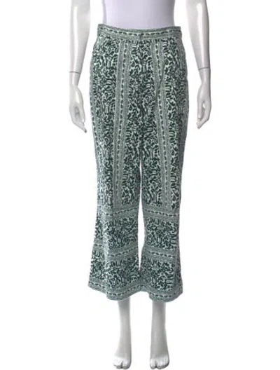 Pre-owned Julia Amory Printed Wide Leg Pants In Green