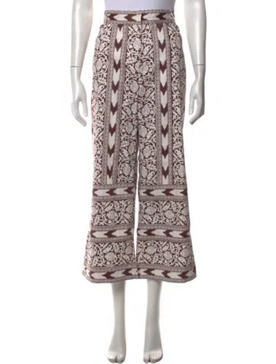 Pre-owned Julia Amory Printed Wide Leg Pants In Neutrals