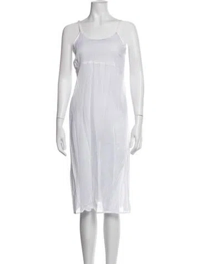 Pre-owned Julia Amory Scoop Neck Knee-length Dress In White