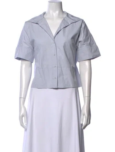 Pre-owned Julia Amory Short Sleeve Button-up Top In Blue