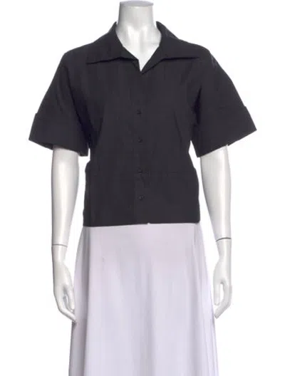 Pre-owned Julia Amory Short Sleeve Button-up Top In Grey