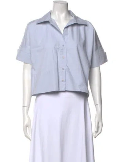 Pre-owned Julia Amory Short Sleeve Button-up Top In White