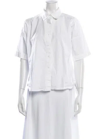 Pre-owned Julia Amory Short Sleeve Button-up Top In White