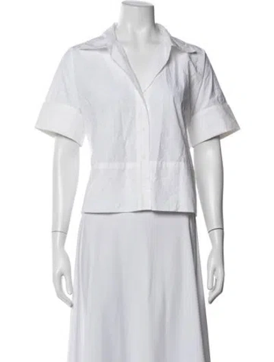 Pre-owned Julia Amory Short Sleeve Button-up Top In White
