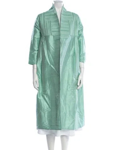 Pre-owned Julia Amory Silk Coat In Green