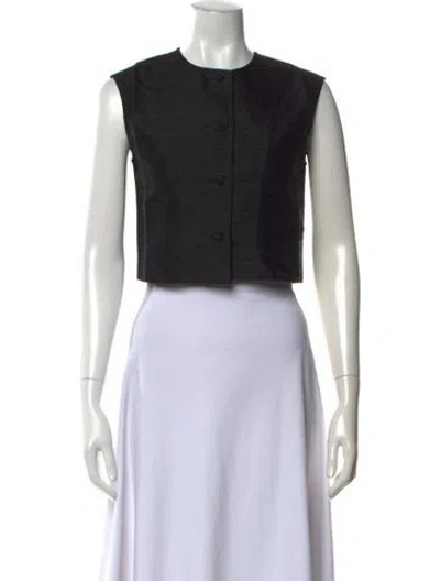 Pre-owned Julia Amory Silk Crew Neck Button-up Top W/ Tags In Black