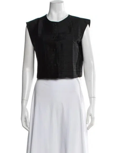Pre-owned Julia Amory Silk Crew Neck Top In Black