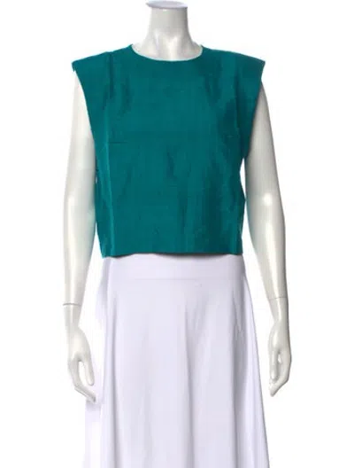 Pre-owned Julia Amory Silk Crew Neck Top In Green