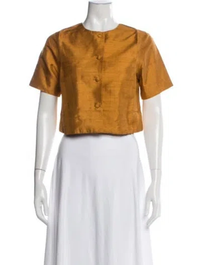 Pre-owned Julia Amory Silk Crew Neck Top In Orange