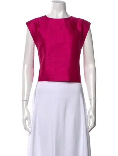 Pre-owned Julia Amory Silk Crew Neck Top In Pink