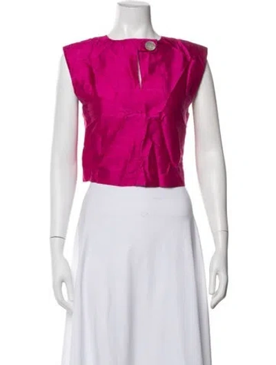 Pre-owned Julia Amory Silk Crew Neck Top In Pink