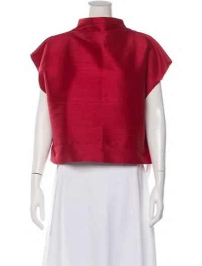 Pre-owned Julia Amory Silk Crew Neck Top In Red