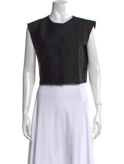 Pre-owned Julia Amory Silk Crew Neck Top W/ Tags In Black