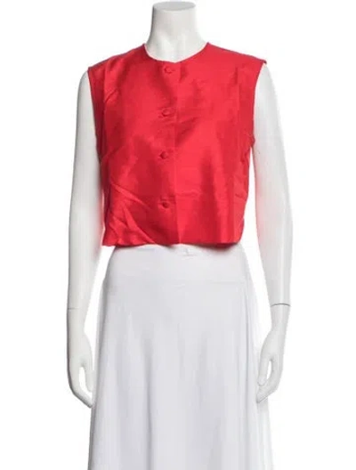 Pre-owned Julia Amory Silk Crew Neck Top W/ Tags In Red