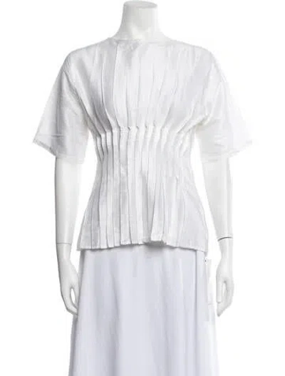 Pre-owned Julia Amory Silk Crew Neck Top In White