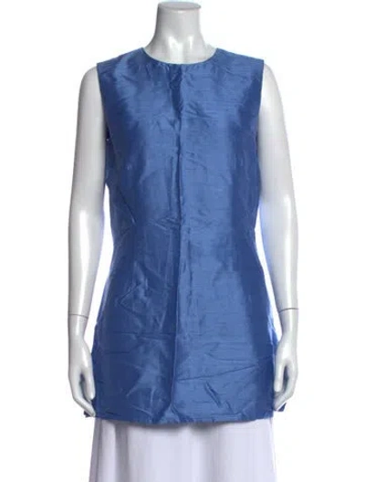 Pre-owned Julia Amory Silk Crew Neck Tunic In Blue