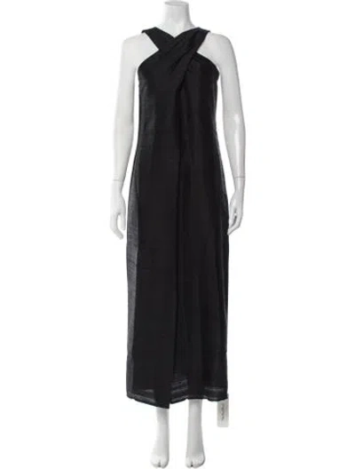 Pre-owned Julia Amory Silk Long Dress In Black