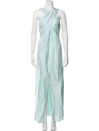 Pre-owned Julia Amory Silk Long Dress In Blue/green