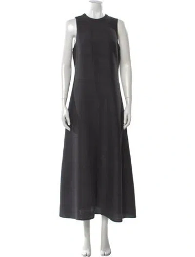 Pre-owned Julia Amory Silk Long Dress In Gray