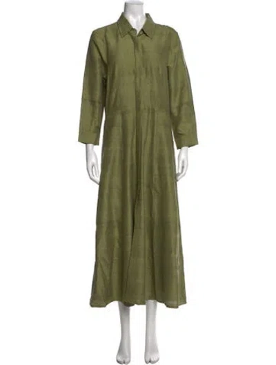 Pre-owned Julia Amory Silk Long Dress In Green