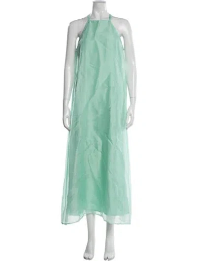 Pre-owned Julia Amory Silk Long Dress In Green