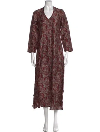 Pre-owned Julia Amory Silk Long Dress In Multicolor