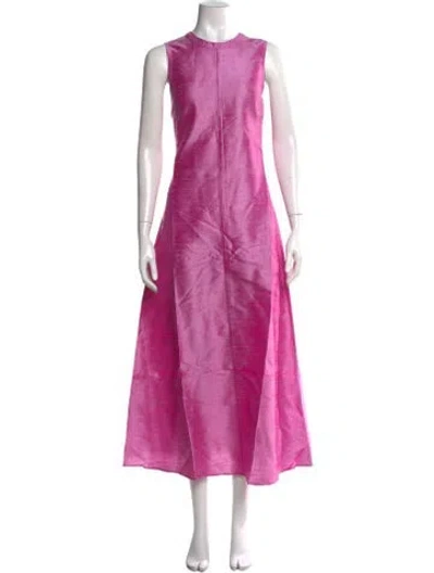 Pre-owned Julia Amory Silk Long Dress In Pink