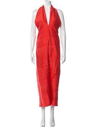 Pre-owned Julia Amory Silk Long Dress In Red