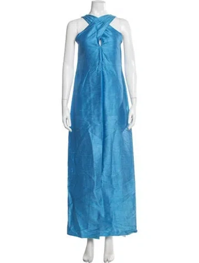 Pre-owned Julia Amory Silk Long Dress W/ Tags In Blue