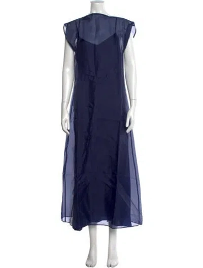 Pre-owned Julia Amory Silk Long Dress W/ Tags In Blue