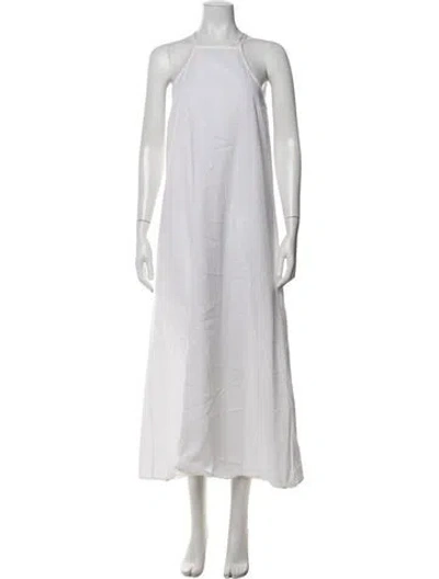 Pre-owned Julia Amory Silk Long Dress In White