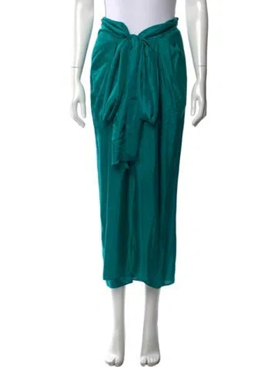 Pre-owned Julia Amory Silk Long Skirt In Green