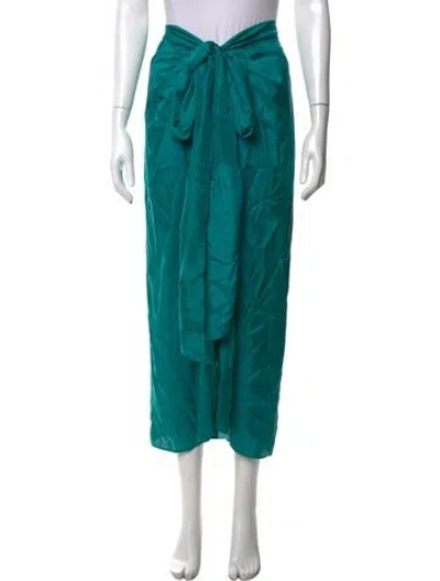 Pre-owned Julia Amory Silk Long Skirt In Green