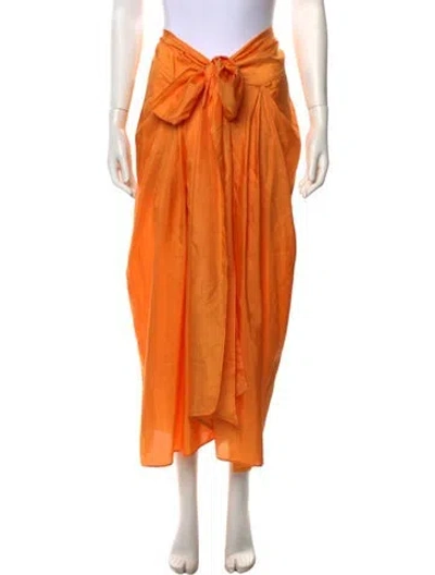 Pre-owned Julia Amory Silk Long Skirt In Orange