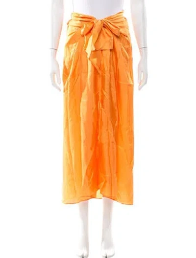 Pre-owned Julia Amory Silk Long Skirt In Orange