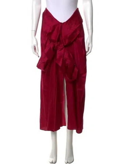 Pre-owned Julia Amory Silk Long Skirt In Red