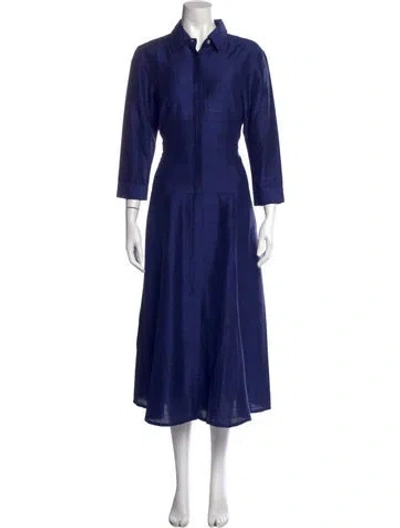 Pre-owned Julia Amory Silk Midi Length Dress In Blue