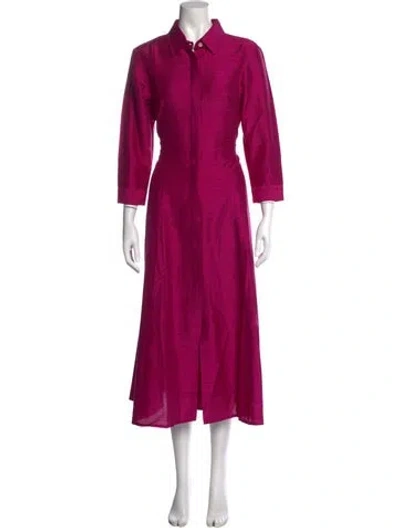 Pre-owned Julia Amory Silk Midi Length Dress In Pink