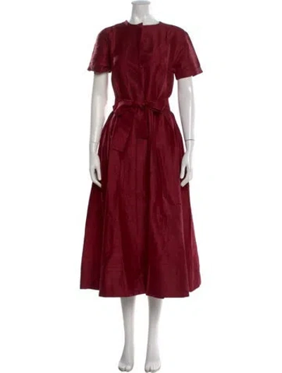 Pre-owned Julia Amory Silk Midi Length Dress In Red